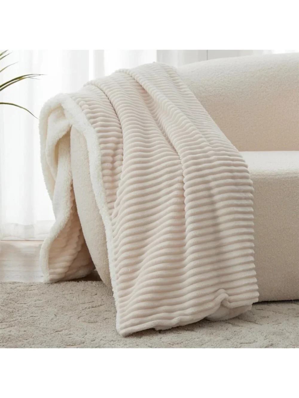 Cozy Sherpa Throw Blanket - Super Soft & Thick, Warm Fleece for Couch & Bed